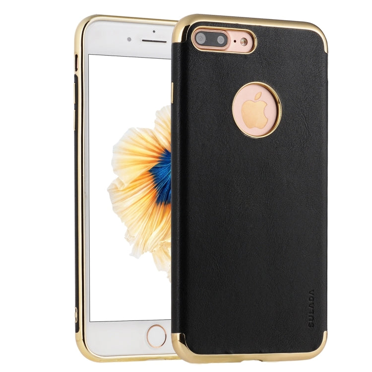 SULADA Plating Edge TPU + Leather Magnetic Protective Case for iPhone 8 Plus & 7 Plus