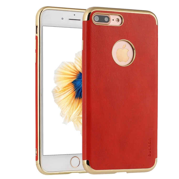 SULADA Plating Edge TPU + Leather Magnetic Protective Case for iPhone 8 Plus & 7 Plus