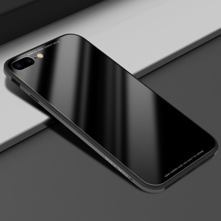 SULADA Metal Frame Toughened Glass Case for iPhone 8 Plus & 7 Plus