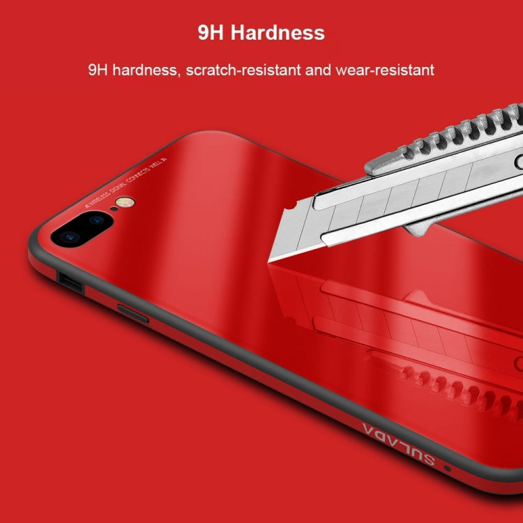 SULADA Metal Frame Toughened Glass Case for iPhone 8 Plus & 7 Plus