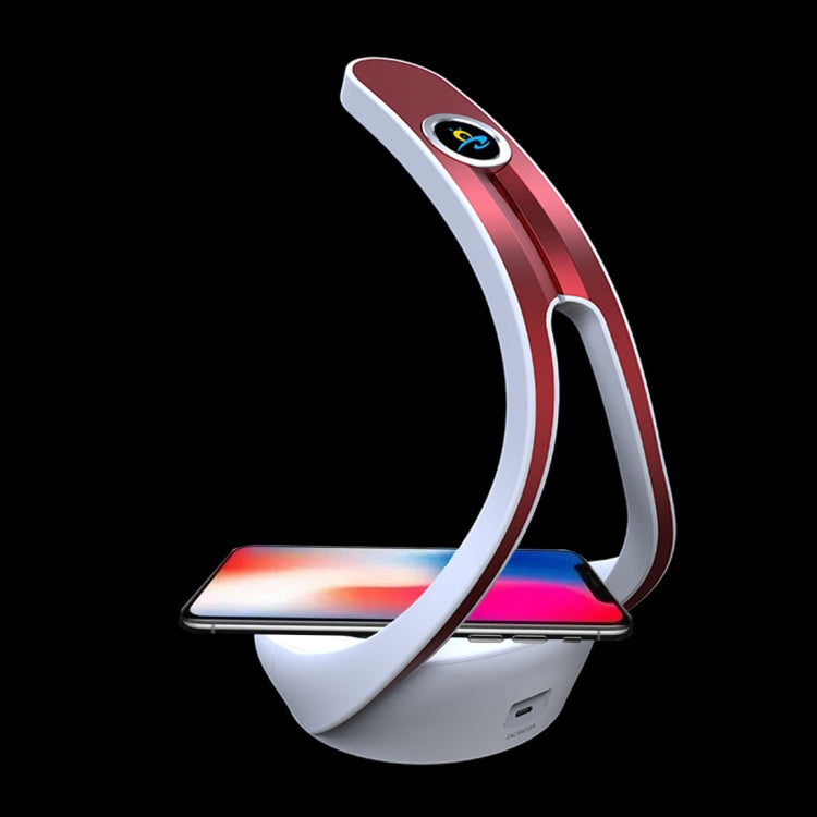 HAMTOD T10 LED Desk Lamp 10W Max Fast Charging Qi Wireless Charger Pad, For iPhone, Galaxy, Huawei, Xiaomi, LG, HTC and Other Smart Phones