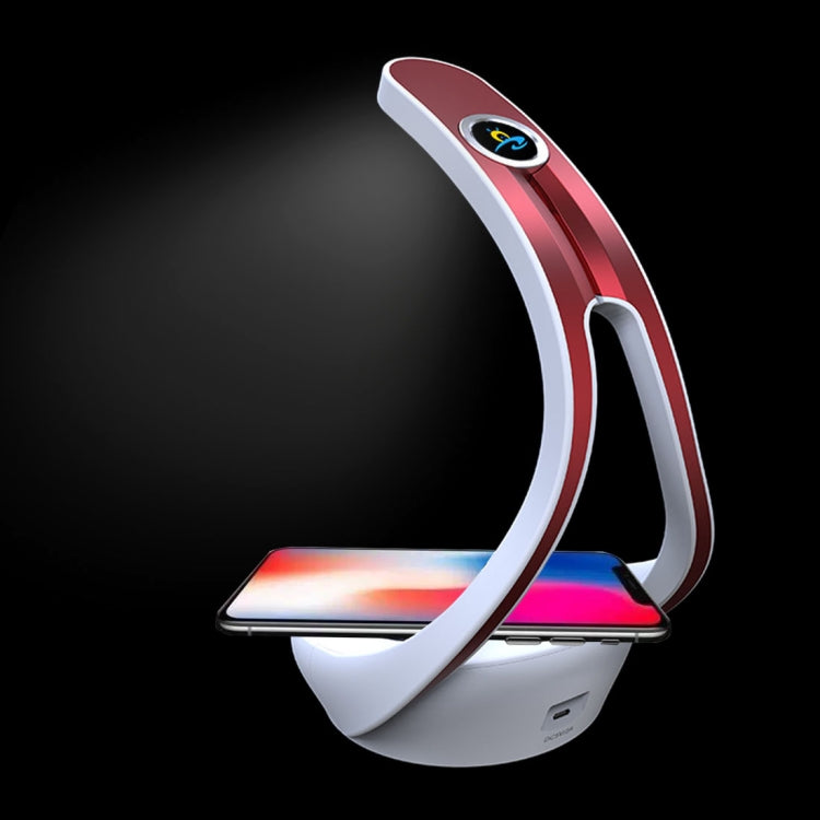 HAMTOD T10 LED Desk Lamp 10W Max Fast Charging Qi Wireless Charger Pad, For iPhone, Galaxy, Huawei, Xiaomi, LG, HTC and Other Smart Phones