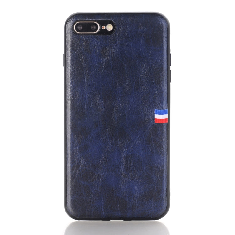 For iPhone 8 Plus & 7 Plus PU Leather Crazy Horse Texture Flag Detail Protective Back Case