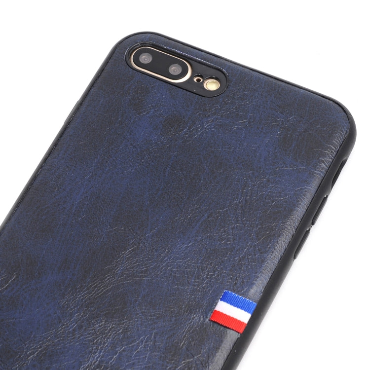 For iPhone 8 Plus & 7 Plus PU Leather Crazy Horse Texture Flag Detail Protective Back Case