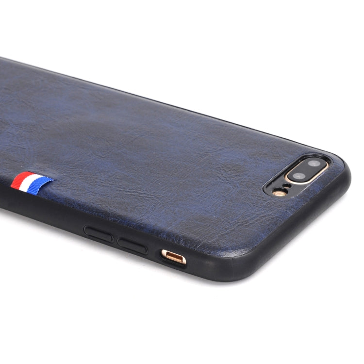 For iPhone 8 Plus & 7 Plus PU Leather Crazy Horse Texture Flag Detail Protective Back Case