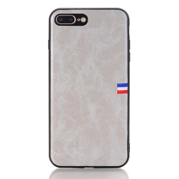For iPhone 8 Plus & 7 Plus PU Leather Crazy Horse Texture Flag Detail Protective Back Case