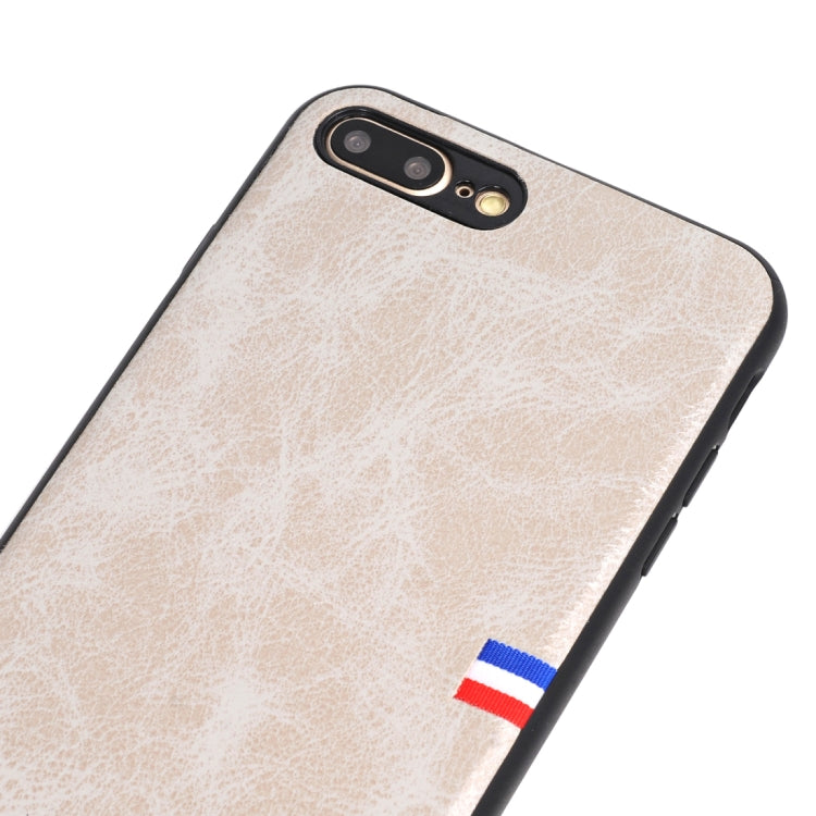 For iPhone 8 Plus & 7 Plus PU Leather Crazy Horse Texture Flag Detail Protective Back Case