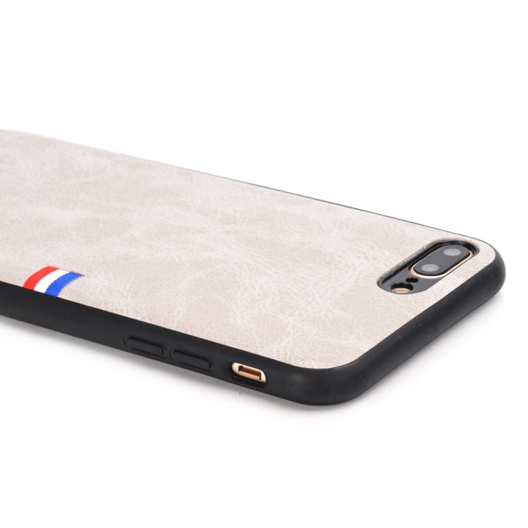 For iPhone 8 Plus & 7 Plus PU Leather Crazy Horse Texture Flag Detail Protective Back Case