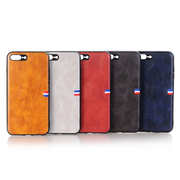 For iPhone 8 Plus & 7 Plus PU Leather Crazy Horse Texture Flag Detail Protective Back Case