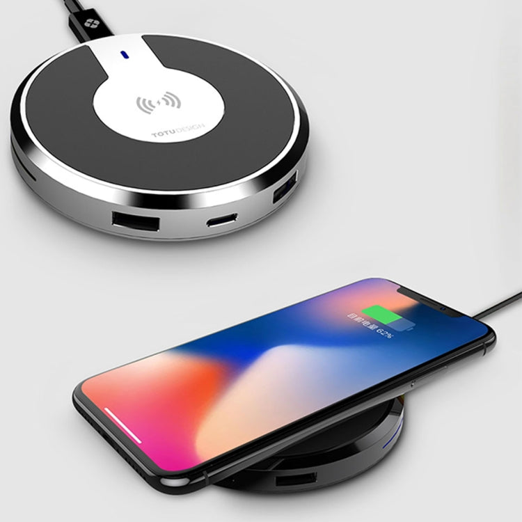 TOTUDESIGN Star Series WX02 Multi-charge 4 Ports Qi Standard Wireless Charger Fast Charger with LED Indicator, For iPhone X & 8 & 8 Plus, Galaxy S8 & S8+, LG G3 & G2 & G10, Nokia Lumia 820, Google Nexus 6 & 5 & 4 and Other QI Standard Smartphones