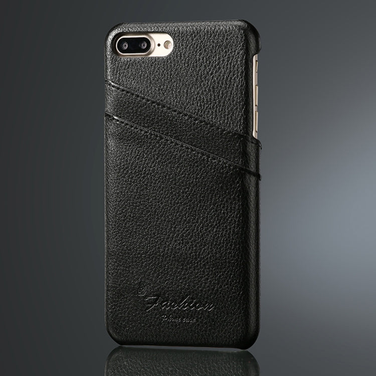 Fierre Shann Litchi Texture Genuine Leather Case for iPhone 8 Plus & 7 Plus, with Card Slots
