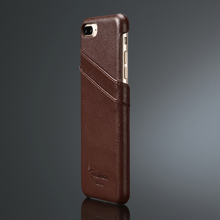 Fierre Shann Litchi Texture Genuine Leather Case for iPhone 8 Plus & 7 Plus, with Card Slots