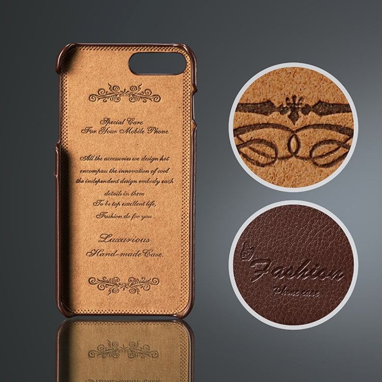 Fierre Shann Litchi Texture Genuine Leather Case for iPhone 8 Plus & 7 Plus, with Card Slots