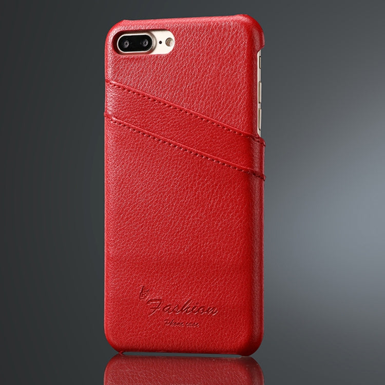 Fierre Shann Litchi Texture Genuine Leather Case for iPhone 8 Plus & 7 Plus, with Card Slots