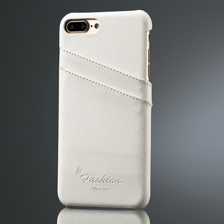 Fierre Shann Litchi Texture Genuine Leather Case for iPhone 8 Plus & 7 Plus, with Card Slots