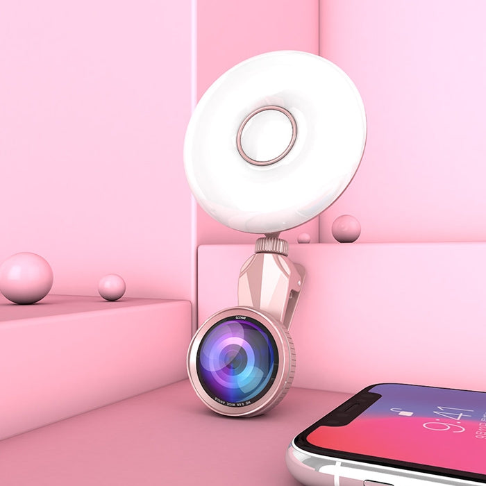 RK33C Professional Beauty Selfie Light Selfie Clip Flash Fill Light with HD 4K Wide Angle / 20X Macro Lens