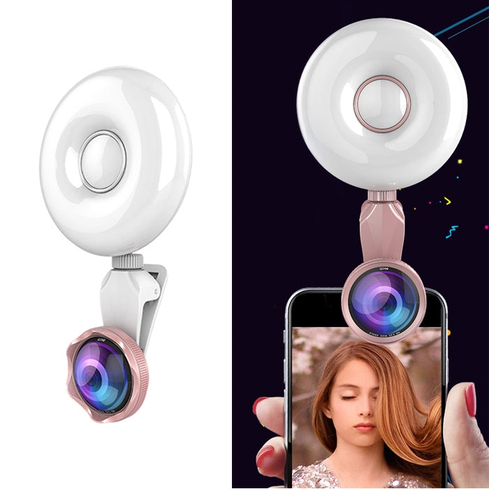 RK33C Professional Beauty Selfie Light Selfie Clip Flash Fill Light with HD 4K Wide Angle / 20X Macro Lens