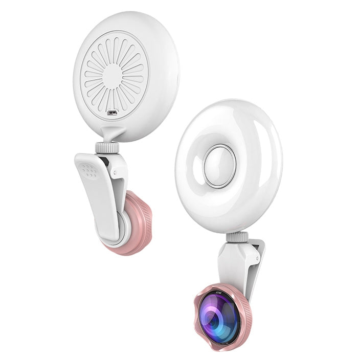 RK33C Professional Beauty Selfie Light Selfie Clip Flash Fill Light with HD 4K Wide Angle / 20X Macro Lens