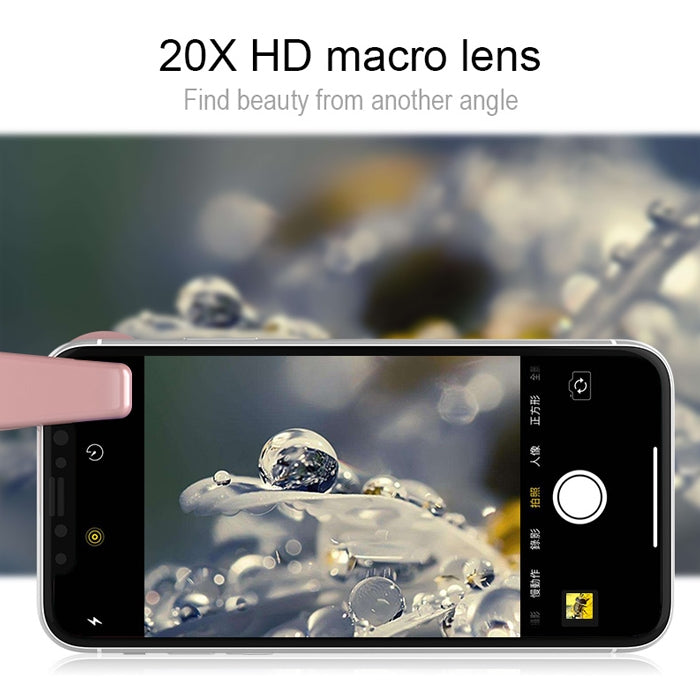 RK33C Professional Beauty Selfie Light Selfie Clip Flash Fill Light with HD 4K Wide Angle / 20X Macro Lens