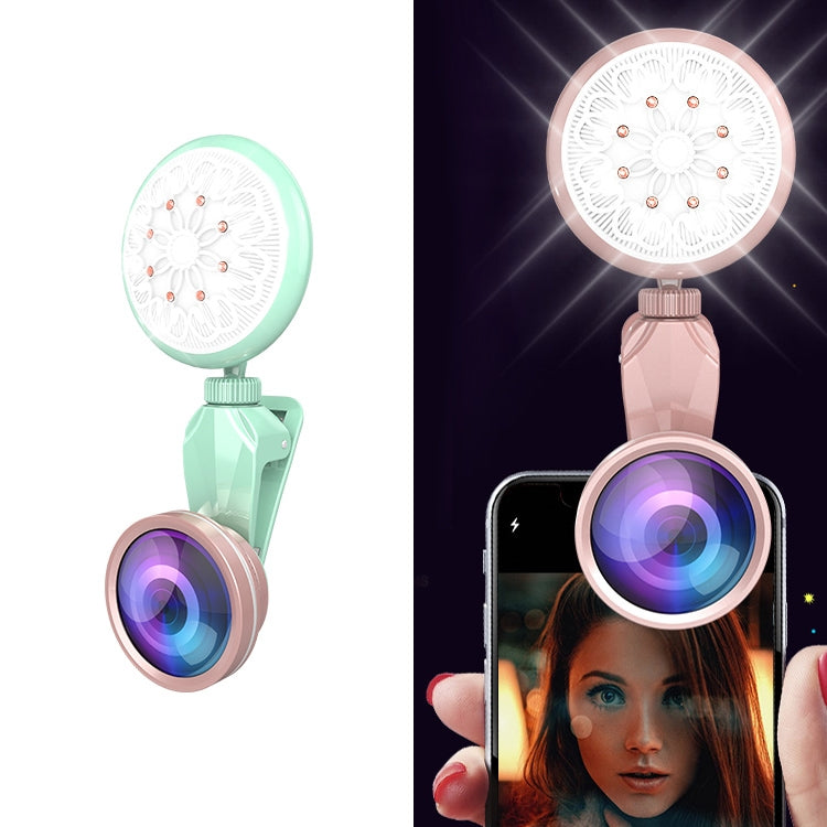 RK35B Professional Beauty Selfie Light Selfie Clip Flash Fill Light with HD 4K Wide Angle / 50X Macro Lens