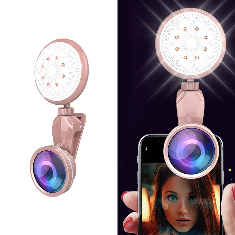 RK35B Professional Beauty Selfie Light Selfie Clip Flash Fill Light with HD 4K Wide Angle / 50X Macro Lens