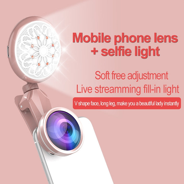 RK35B Professional Beauty Selfie Light Selfie Clip Flash Fill Light with HD 4K Wide Angle / 50X Macro Lens