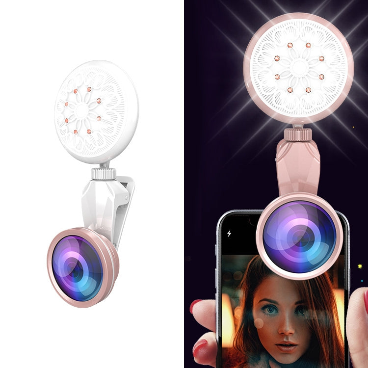 RK35B Professional Beauty Selfie Light Selfie Clip Flash Fill Light with HD 4K Wide Angle / 50X Macro Lens
