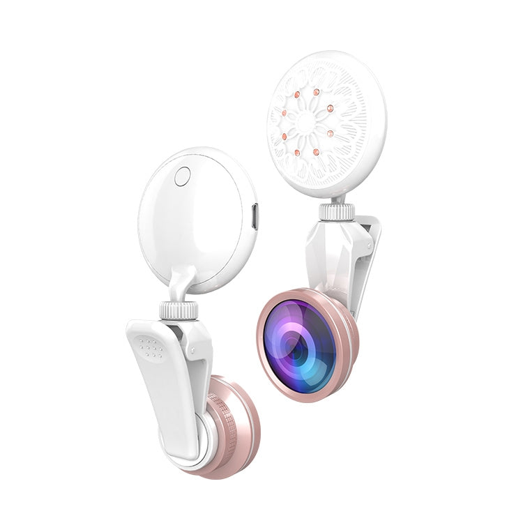 RK35B Professional Beauty Selfie Light Selfie Clip Flash Fill Light with HD 4K Wide Angle / 50X Macro Lens