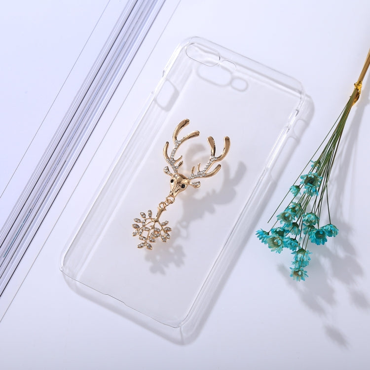 For iPhone 8 Plus & 7 Plus Fashion 3D Diamond Elk Pattern Transparent Protective Back Cover Case