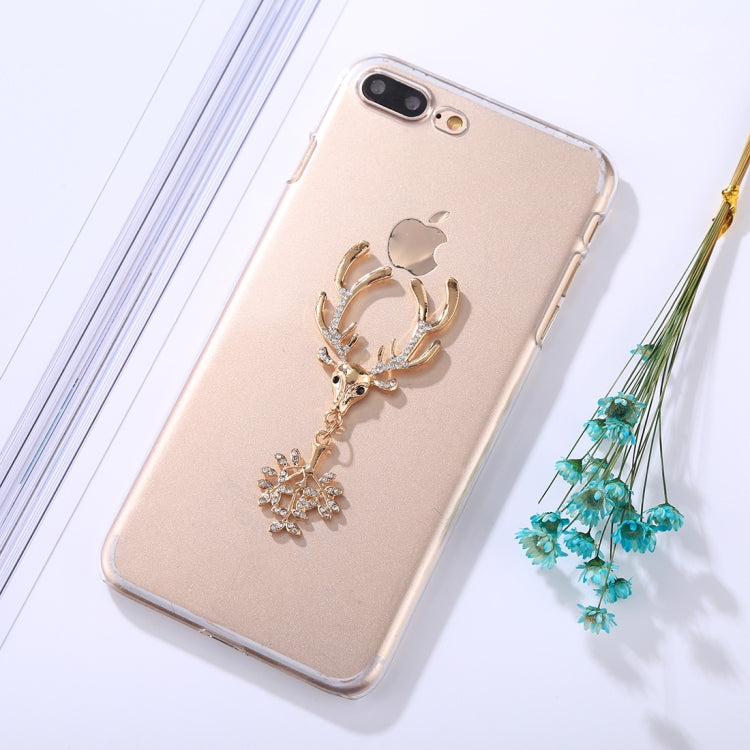 For iPhone 8 Plus & 7 Plus Fashion 3D Diamond Elk Pattern Transparent Protective Back Cover Case