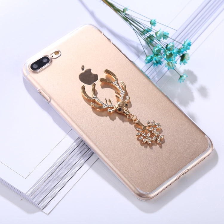 For iPhone 8 Plus & 7 Plus Fashion 3D Diamond Elk Pattern Transparent Protective Back Cover Case