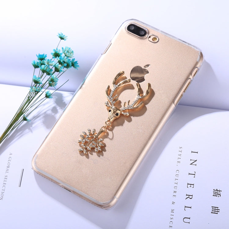 For iPhone 8 Plus & 7 Plus Fashion 3D Diamond Elk Pattern Transparent Protective Back Cover Case