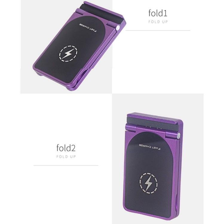 Q6 Desktop Foldable Aluminium Alloy Phone Holder 10W Dual Coils Fast Charging Qi Wireless Charger, For iPhone, Galaxy, Sony, Lenovo, HTC, Huawei and other Smartphones(Purple)