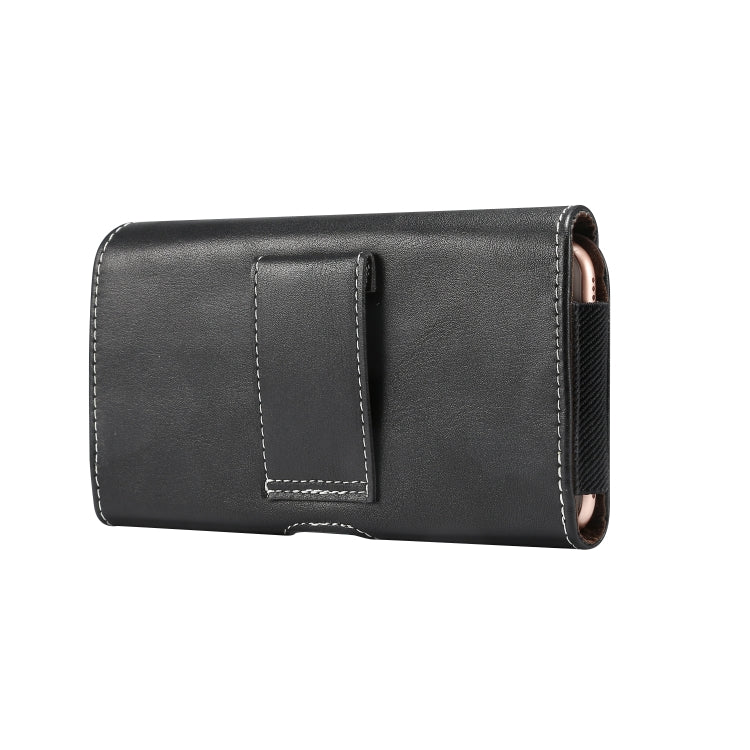 Men Lambskin Texture Multi-functional Universal Mobile Phone Waist Pack Leather Case for 5.5 Inch or Below Smartphones (Black)