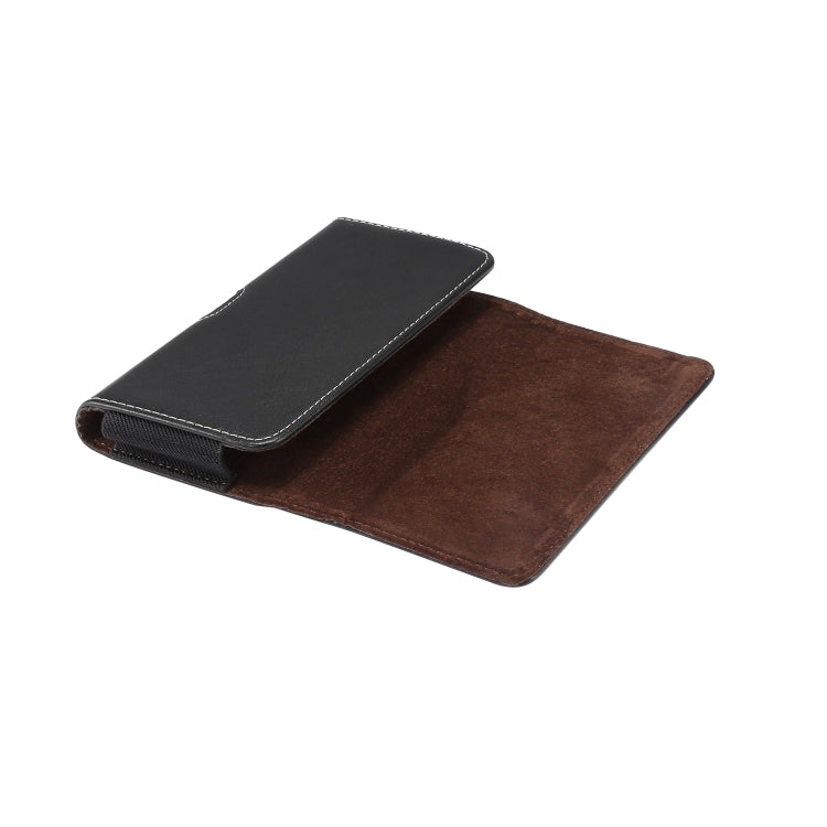 Men Lambskin Texture Multi-functional Universal Mobile Phone Waist Pack Leather Case for 5.5 Inch or Below Smartphones (Black)