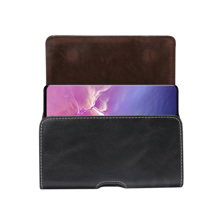 Men Lambskin Texture Multi-functional Universal Mobile Phone Waist Pack Leather Case for 5.5 Inch or Below Smartphones (Black)