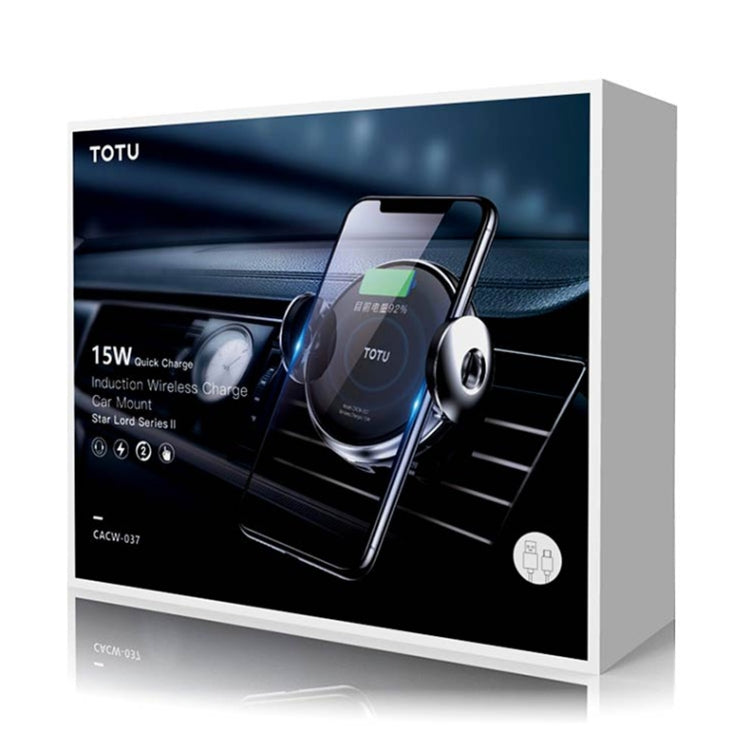 TOTUDESIGN  CACW-037 Stellar Series Wireless Charger Car Holder, For iPhone, Galaxy, Sony, Lenovo, HTC, Huawei and other 4.0-6.5 inch Smartphones(Black)