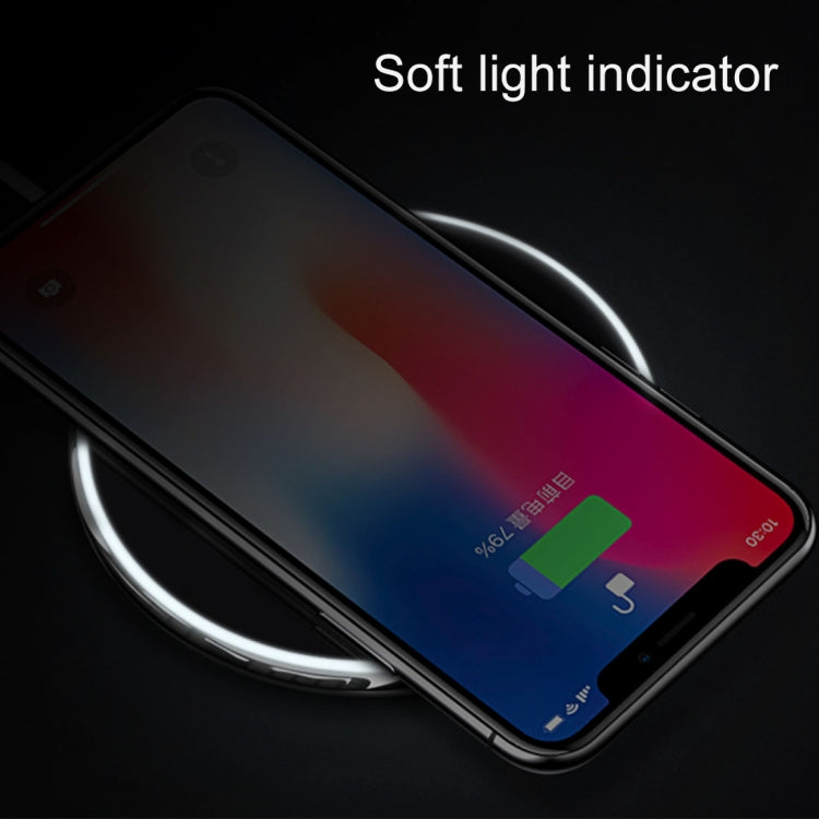 TOTUDESIGN CACW-014 Lighting Series Round 10W Fast Charging Qi Wireless Charger Pad, For iPhone, Galaxy, Huawei, Xiaomi, LG, HTC and Other Smart Phones(Tarnish)