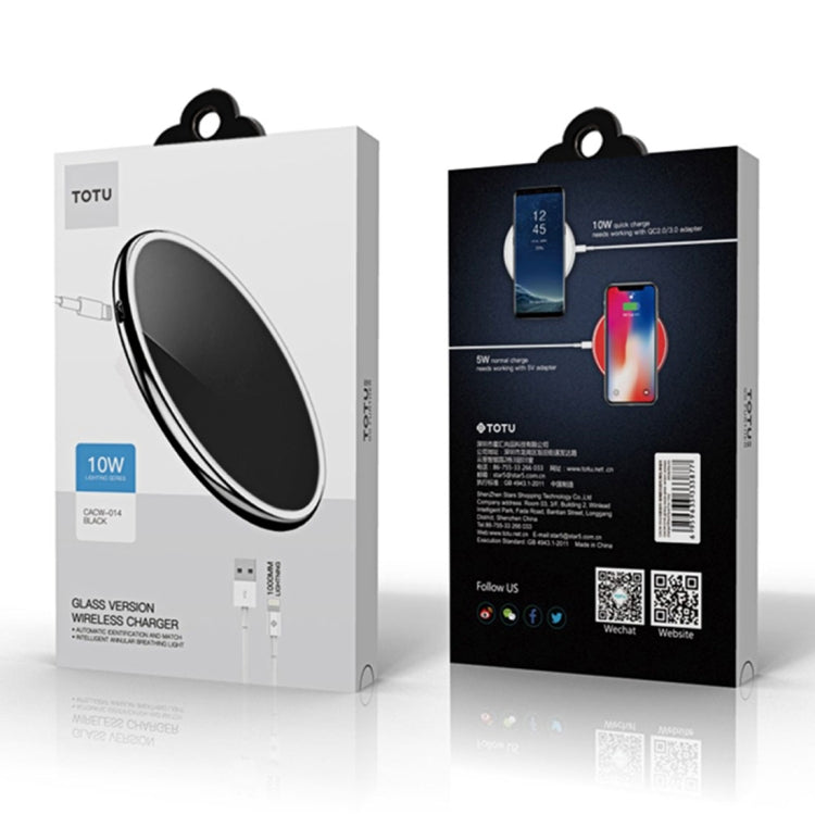 TOTUDESIGN CACW-014 Lighting Series Round 10W Fast Charging Qi Wireless Charger Pad, For iPhone, Galaxy, Huawei, Xiaomi, LG, HTC and Other Smart Phones(Tarnish)