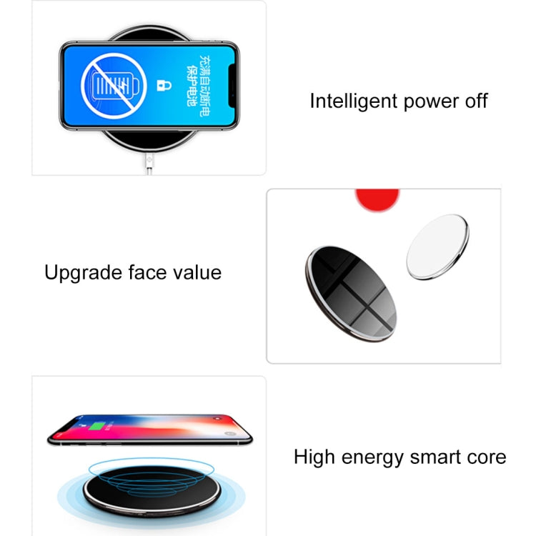 TOTUDESIGN CACW-014 Lighting Series Round 10W Fast Charging Qi Wireless Charger Pad, For iPhone, Galaxy, Huawei, Xiaomi, LG, HTC and Other Smart Phones(Tarnish)