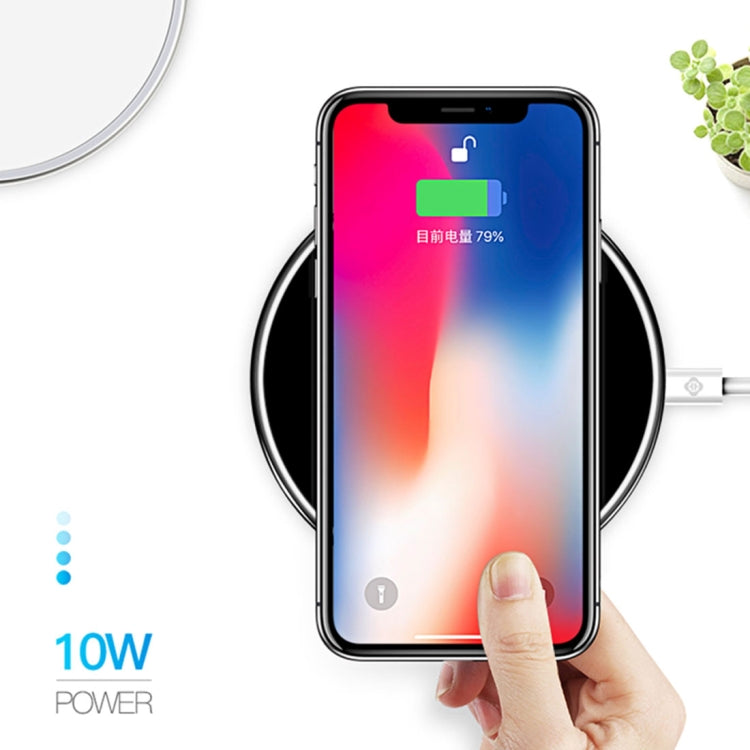 TOTUDESIGN CACW-014 Lighting Series Round 10W Fast Charging Qi Wireless Charger Pad, For iPhone, Galaxy, Huawei, Xiaomi, LG, HTC and Other Smart Phones(Tarnish)