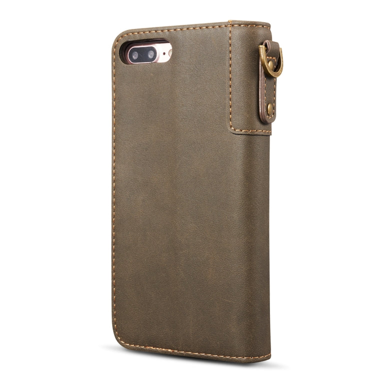 For iPhone 8 Plus & 7 Plus Retro Cowhide Texture Horizontal Flip Case with Card Slots & Wallet & Holder & Hand Strap