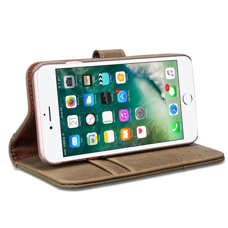 For iPhone 8 Plus & 7 Plus Retro Cowhide Texture Horizontal Flip Case with Card Slots & Wallet & Holder & Hand Strap