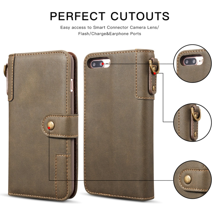 For iPhone 8 Plus & 7 Plus Retro Cowhide Texture Horizontal Flip Case with Card Slots & Wallet & Holder & Hand Strap