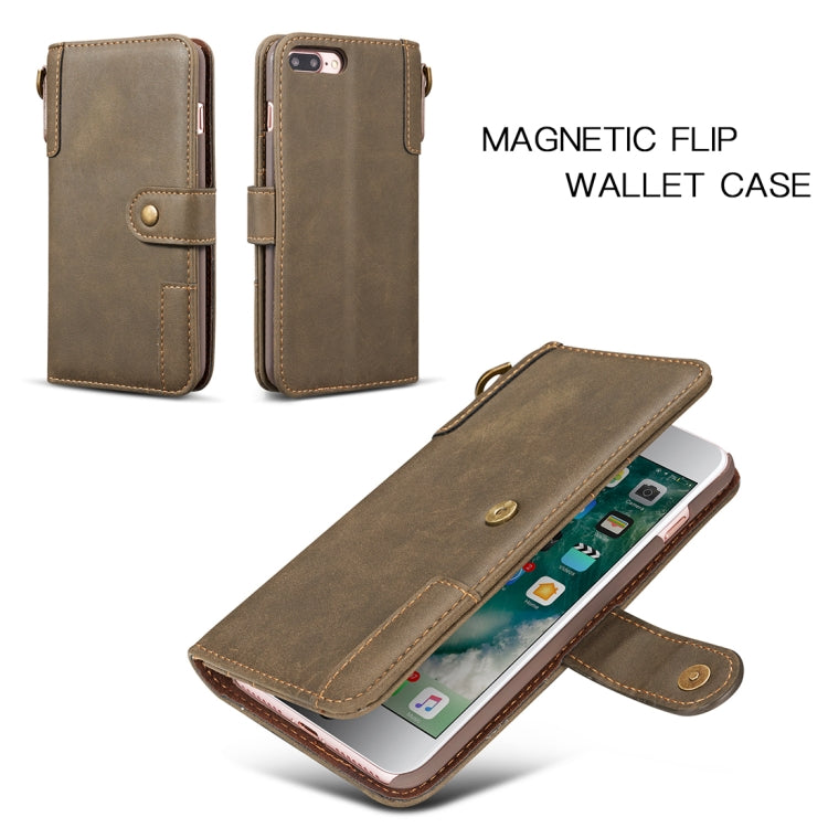 For iPhone 8 Plus & 7 Plus Retro Cowhide Texture Horizontal Flip Case with Card Slots & Wallet & Holder & Hand Strap
