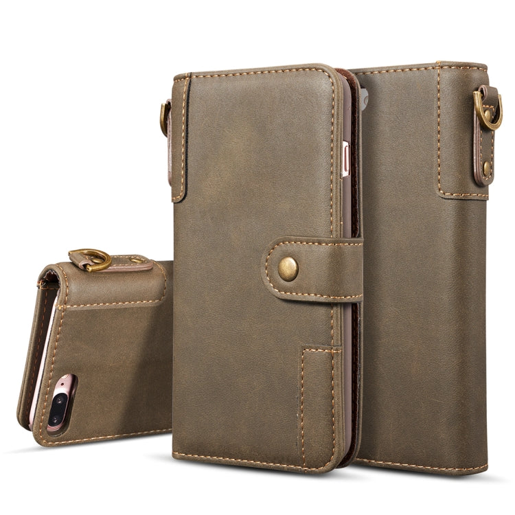 For iPhone 8 Plus & 7 Plus Retro Cowhide Texture Horizontal Flip Case with Card Slots & Wallet & Holder & Hand Strap