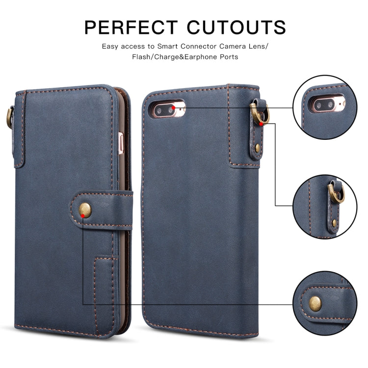 For iPhone 8 Plus & 7 Plus Retro Cowhide Texture Horizontal Flip Case with Card Slots & Wallet & Holder & Hand Strap