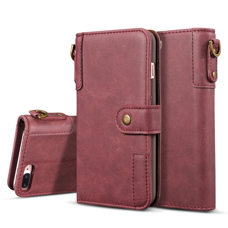 For iPhone 8 Plus & 7 Plus Retro Cowhide Texture Horizontal Flip Case with Card Slots & Wallet & Holder & Hand Strap
