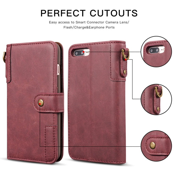 For iPhone 8 Plus & 7 Plus Retro Cowhide Texture Horizontal Flip Case with Card Slots & Wallet & Holder & Hand Strap