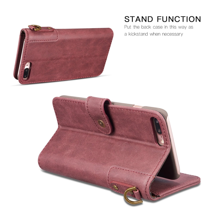 For iPhone 8 Plus & 7 Plus Retro Cowhide Texture Horizontal Flip Case with Card Slots & Wallet & Holder & Hand Strap